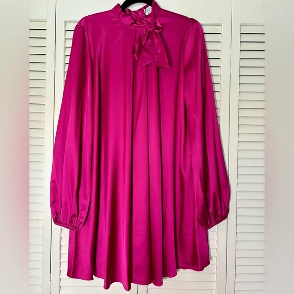 NWT Mac Duggal IEENA Magenta Satin 55968 Cocktail Mini Dress 8 ,12 - Picture 4 of 7